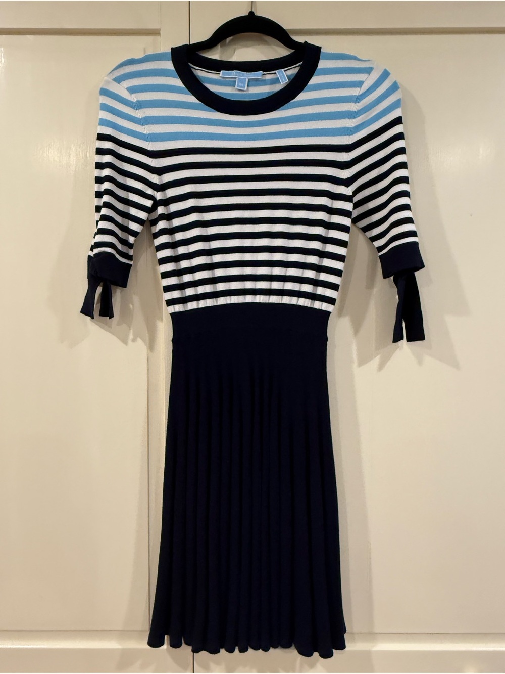 Draper James Navy, White & Light Blue Striped Midi Dress